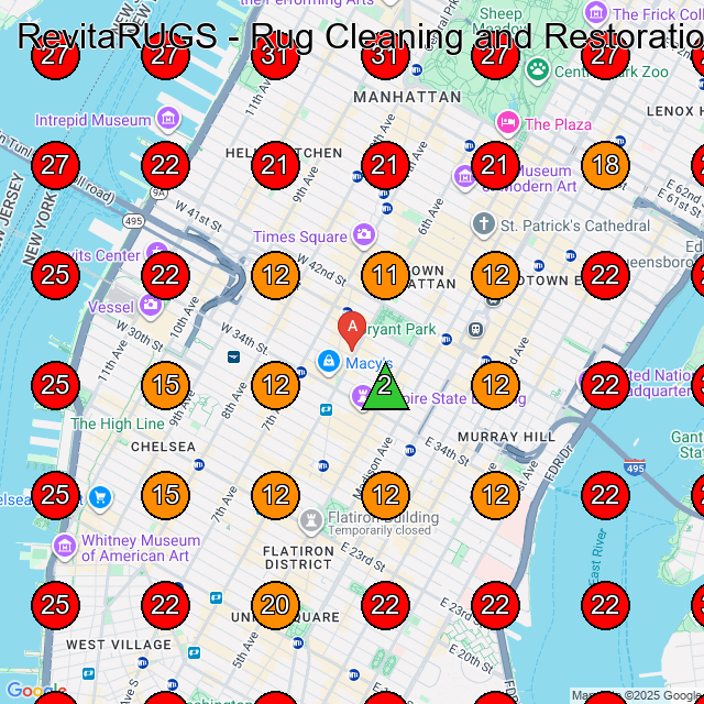 RevitaRUGS - Rug Cleaning and Restoration GeoGrid visibility map for Carpet Cleaning Service in New York